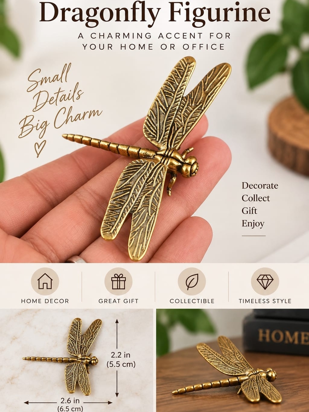 Dragonfly Figurine Gold NWT